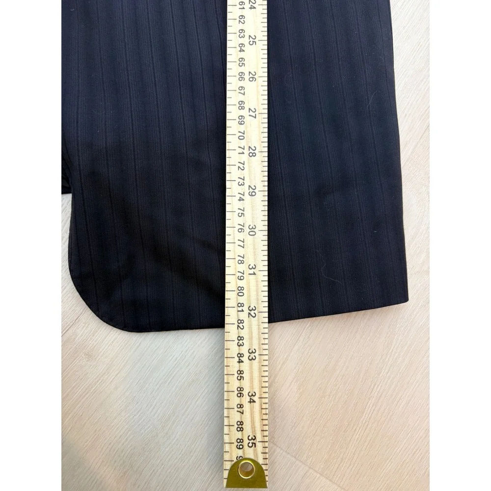 Zegna Blazer Suit Jacket Mens 52 L Navy Blue Pinstripe Wool Italy City Luxury